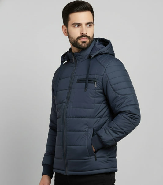 Men’s Premium Hooded Winter Puffer Jacket – Warm & Stylish
